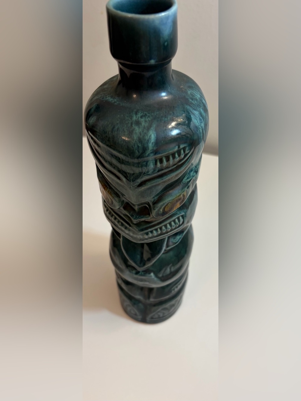 Vintage Ti-Toki Liqueur ceramic bottle from New Zealand Māori style